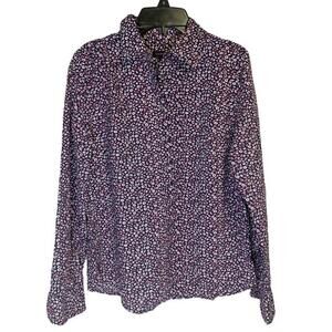 Talbots‎ Women's Collared Long Sleeve Floral Ditsy Cotton Button Front Shirt 6